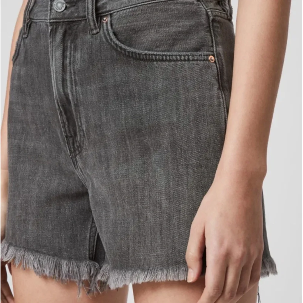 ALLSAINTS Yanni Denim Shorts Gray W27 Raw Hem Distressed